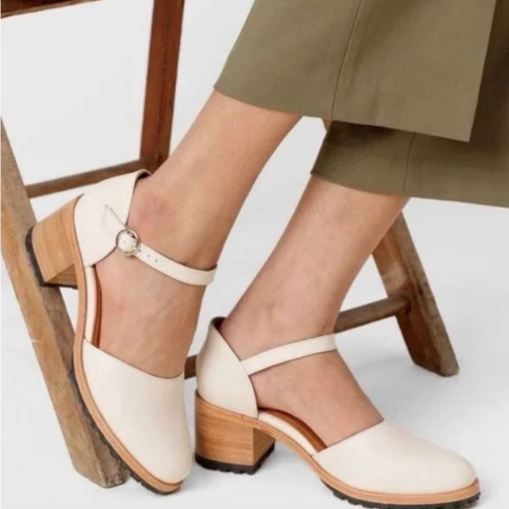 Portland Leather with Mary Jane Style in Bone NWT